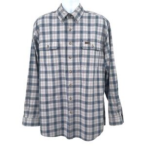 Carhartt Mens LS Work Shirt, Blue Plaid, Size L Tall